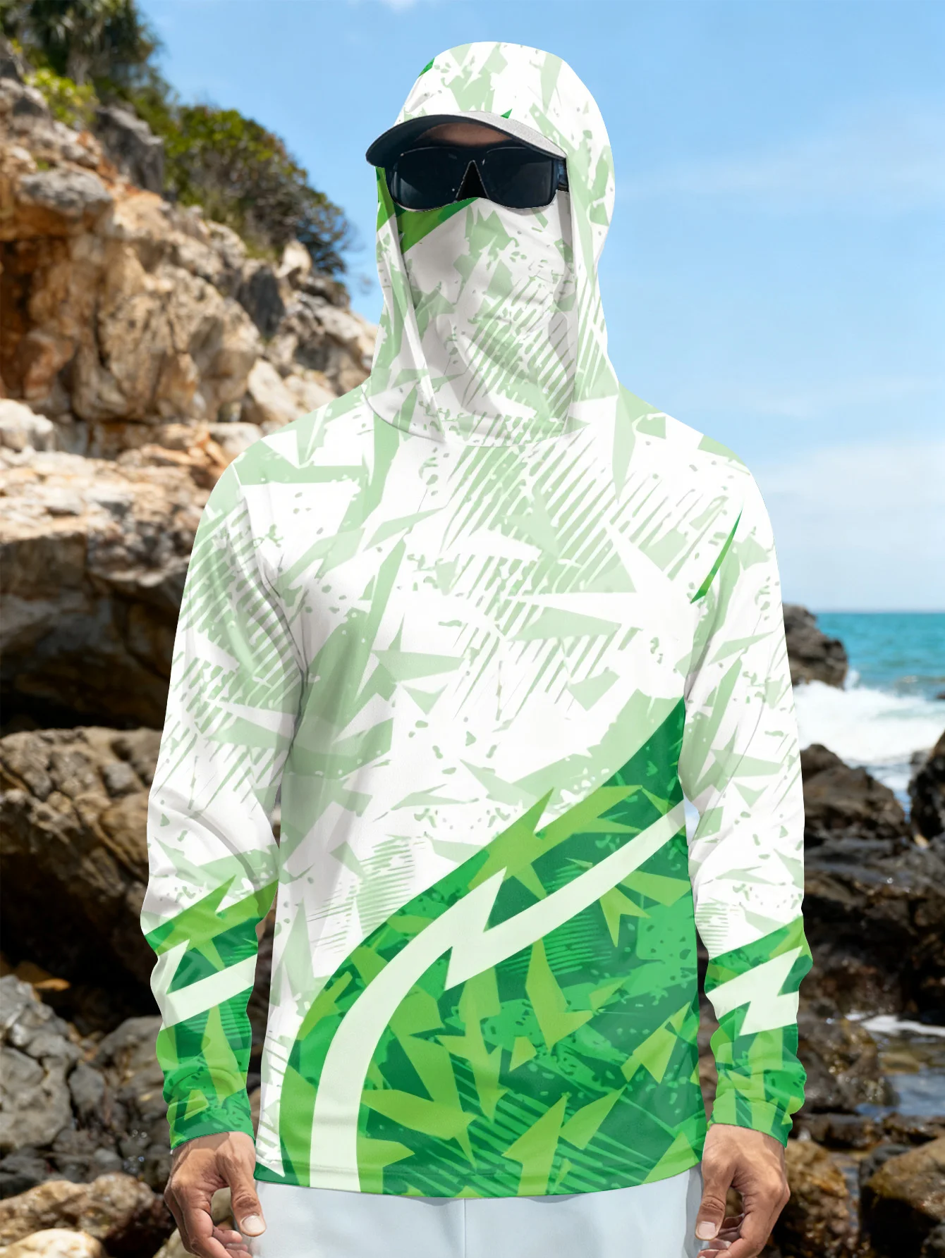 Fishing Mask Sun Protection - Mens Fishing Shirt Hooded UPF Sun