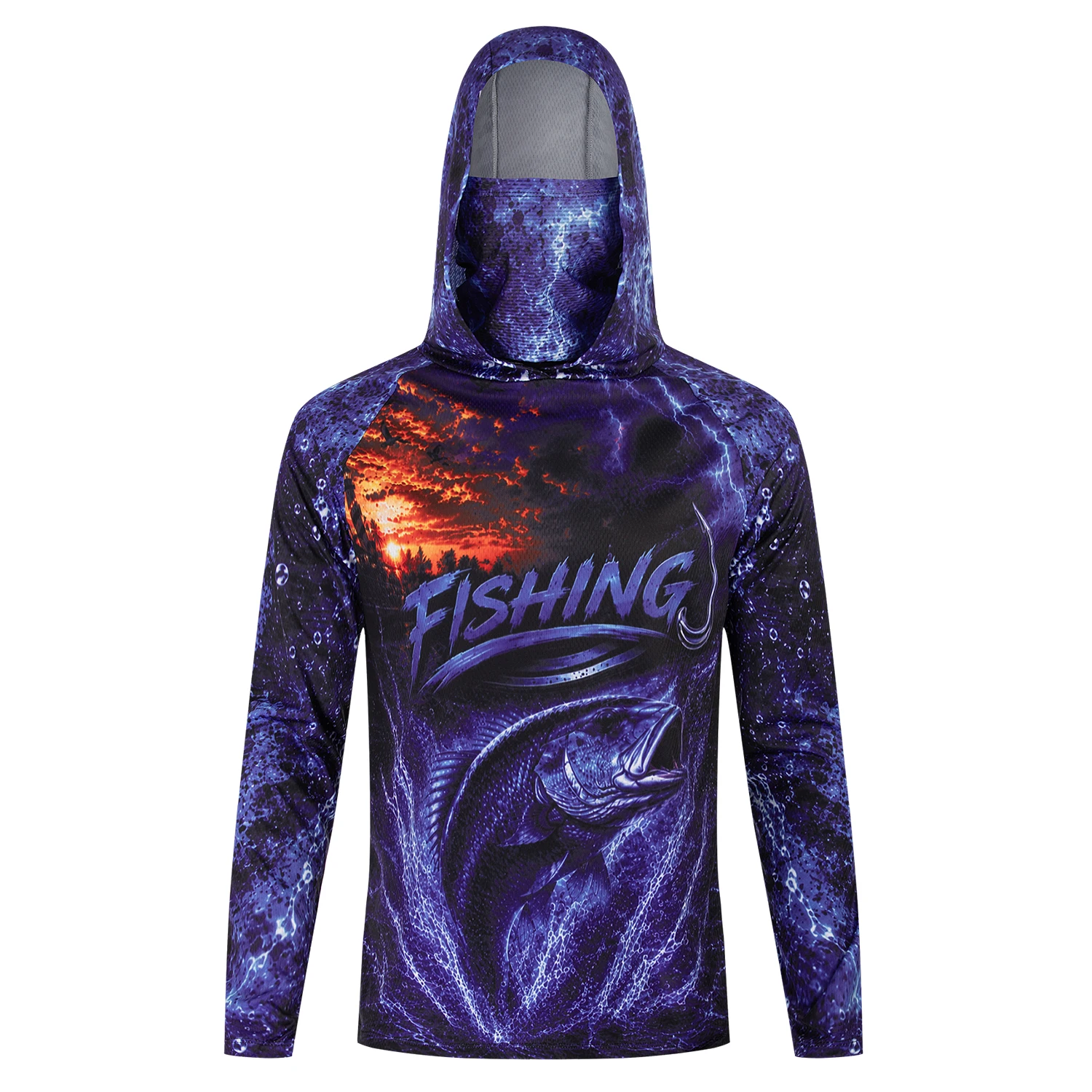 Men Purple Bass Fish 3D Print  - огляд і ціна Fishing Shirt Uv Protection